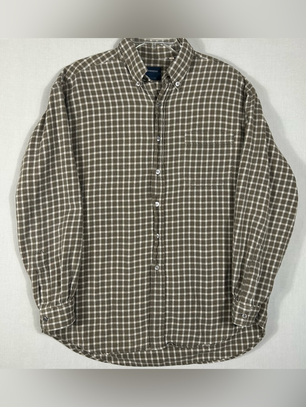 Lorenzini Classic Brown and White Checkered Men's Shirt XL